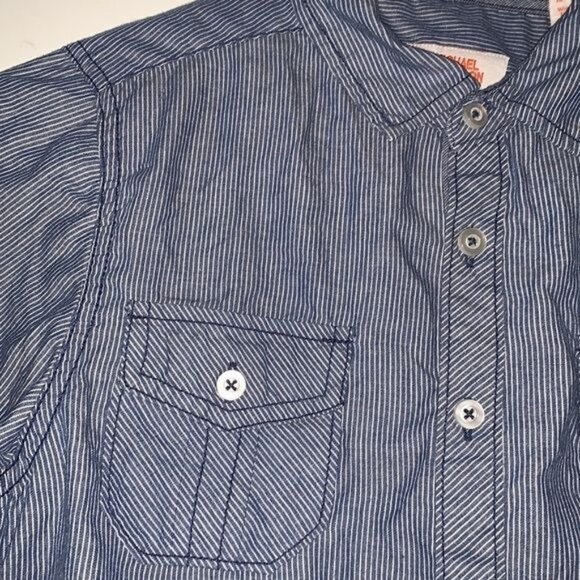 Michael Brandon Boys Blue Stripe Button-Down Shirt M - Picture 4 of 8